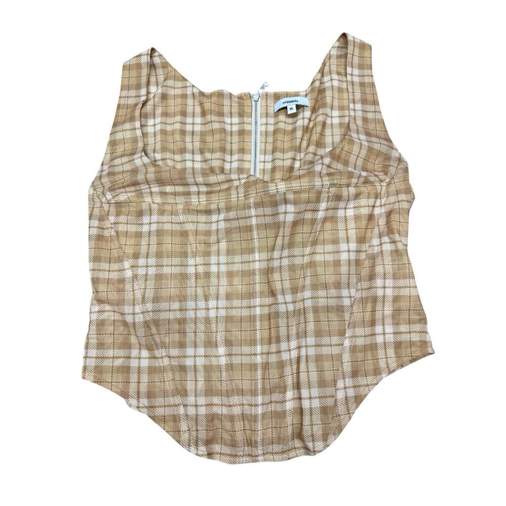 Miaou Campbell Corset Top Green Plaid Boned Square Neck XL - Picture 2 of 6
